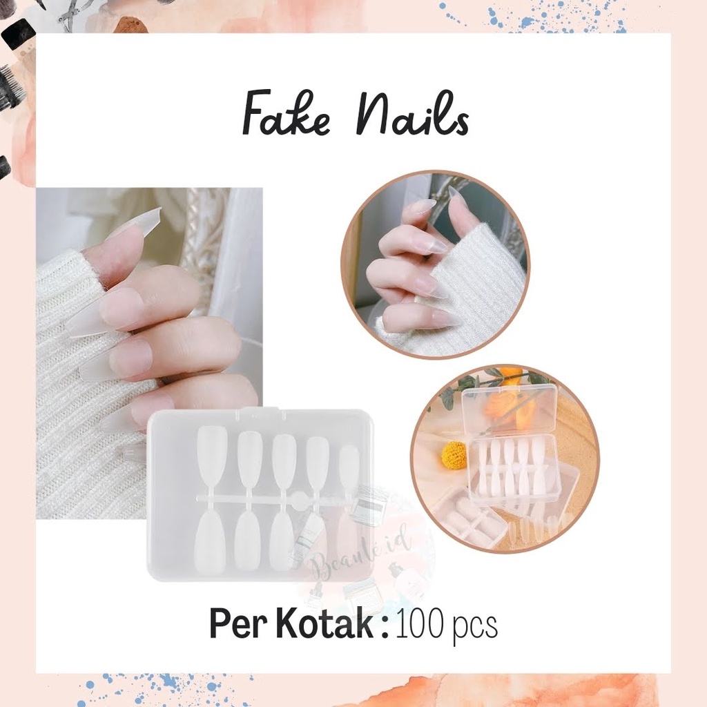 Kuku Palsu Potongan Ultra-Tipis Ringan Tanpa Jejak Nyaman Digunakan Kesan Alami / Asli Panjang / Pendek Berkualitas Nail Manicure Fake Nails