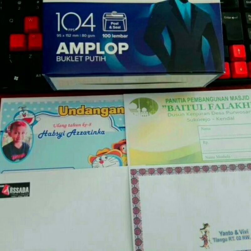 

Laser Amplop 104 95 x 152 mm Kondangan Custom Full Colour
