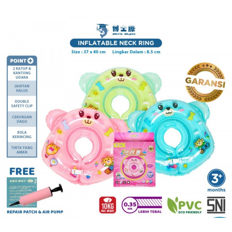 Doctor Dolphin Baby Neck Ring / Ban Leher Renang Bayi - Pink / Blue / Green