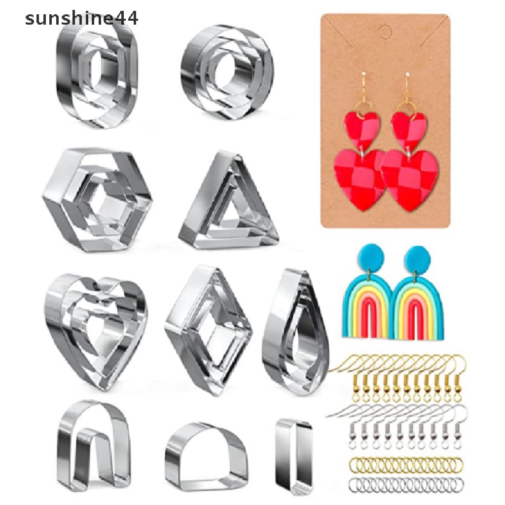 Sunshine 124Pcs / Set Alat Potong / Ukir Polymer Clay Dengan Kait + Anting + Kartu