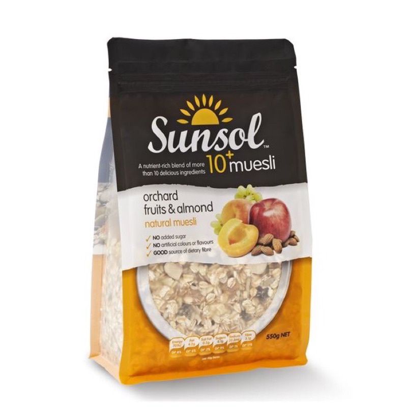 

Sunsol 10+ Natural Muesli Orchard Fruits & Almond 550 gr