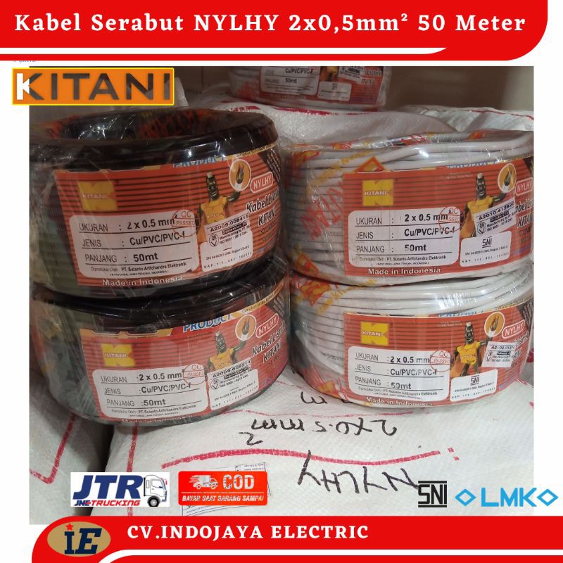 Kabel Nylhy Kitani 2x0,5mm Kabel Listrik Serabut Panjang 50 Meter Warna Hitam Dan Nymhy Kabel Lampu Gantung Kabel Lampu Jalan Kabel Lampu Cafe Kabel Listrik Murah Kabel Audio Video Kabel Sound System