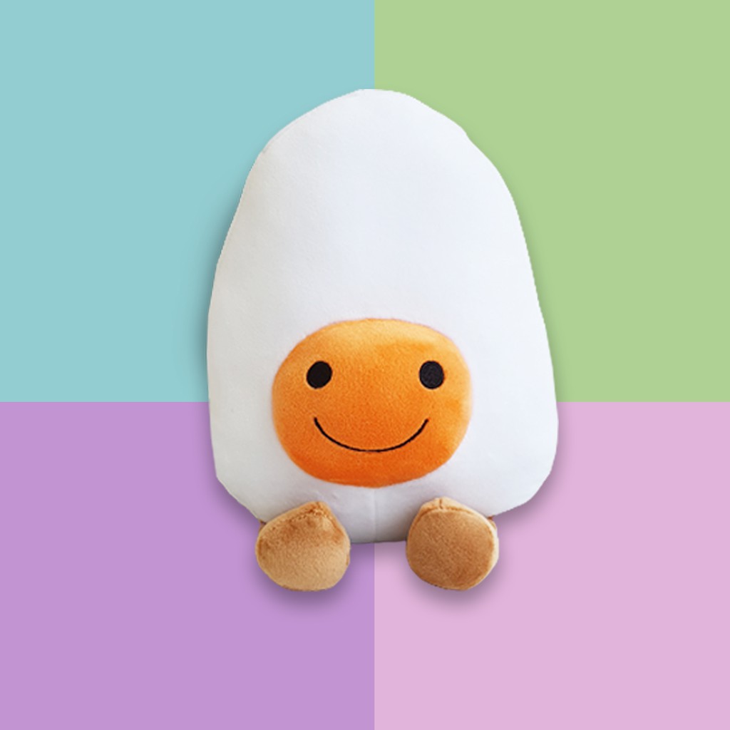 Boneka Happy Egg Plushie Soft Sunny-Side Egg Telur 20cm