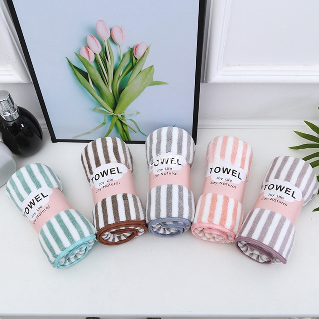 Handuk Mandi Dewasa Microfiber 50x100cm 70x140cm Motif Salur Kecil Handuk Anak Handuk lembut Import