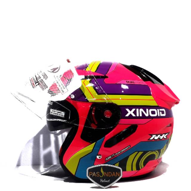 HELM NHK R1 XINOID NHK R-1 XINOID PINK FLOURECENT DOUBLE VISOR