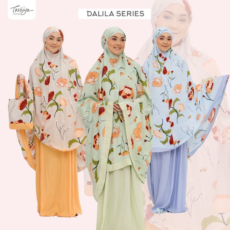 Mukena Tazbiya Dalila Teal Blue Grey Jumbo Dewasa Katun Rayon Adem Traveling