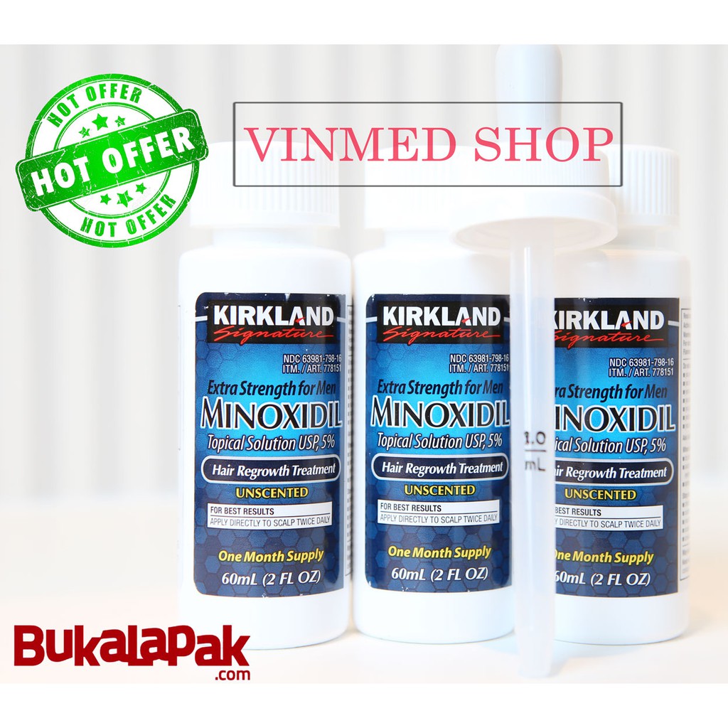 Kirkland Minoxidil+Biotin 10.000mcg@100+Pipet Paket 3 Bulan