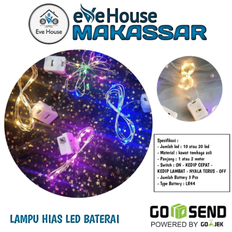 Makassar V11 Lampu hias LED baterai kawat tembaga dekorasi lampu pajangan