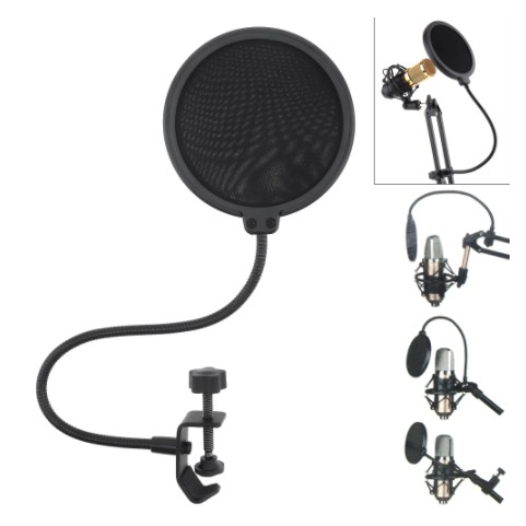 ⭐ready⭐ Dua lapisan Mic Pop Filter Studio Microphone WindScreen