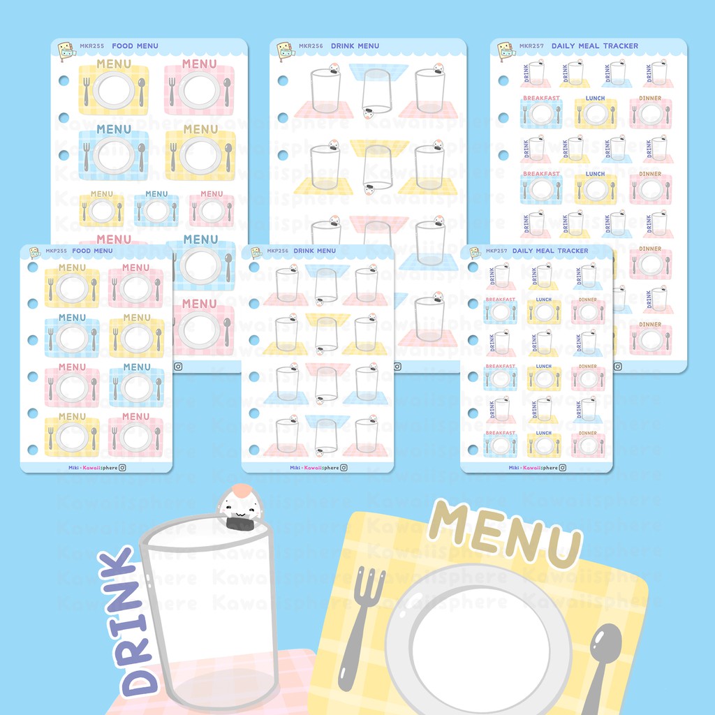 

Daily Meal Tracker & Menu | Writable A6/A7 Ring Binder Sticker | Stiker Makanan | Menu Planner