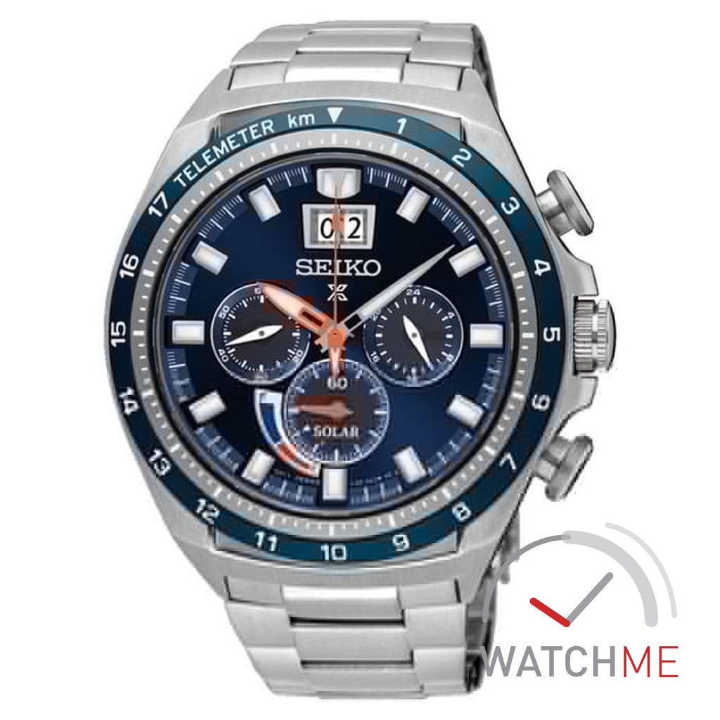 Jam Seiko Prospex SSC601P1 Solar Chronograph Blue Dial 100m Stainless Steel Original Bergaransi