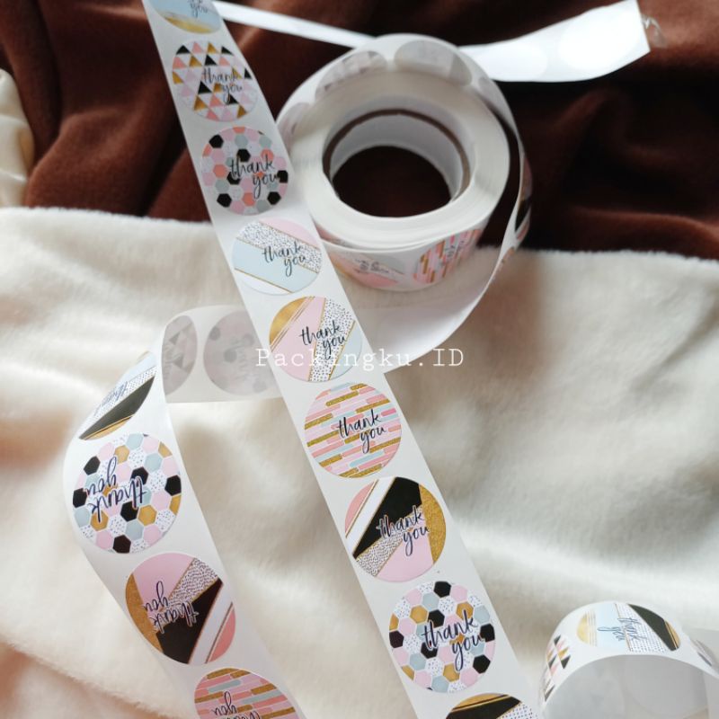 [Kecil 2.5cm] Sticker Label Thank You | Segel Roll 500 pc-Ty C