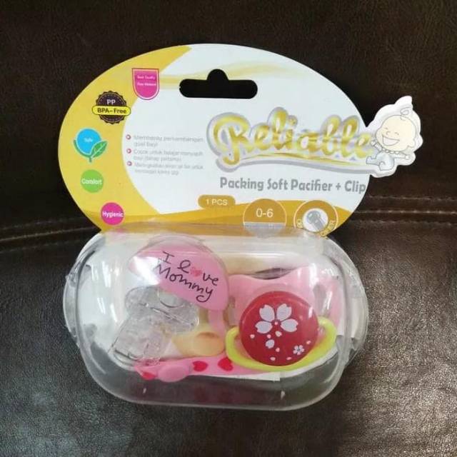 Empeng Reliable Packing Soft Pacifier + Clip lucu SNI BPA FREE Y1