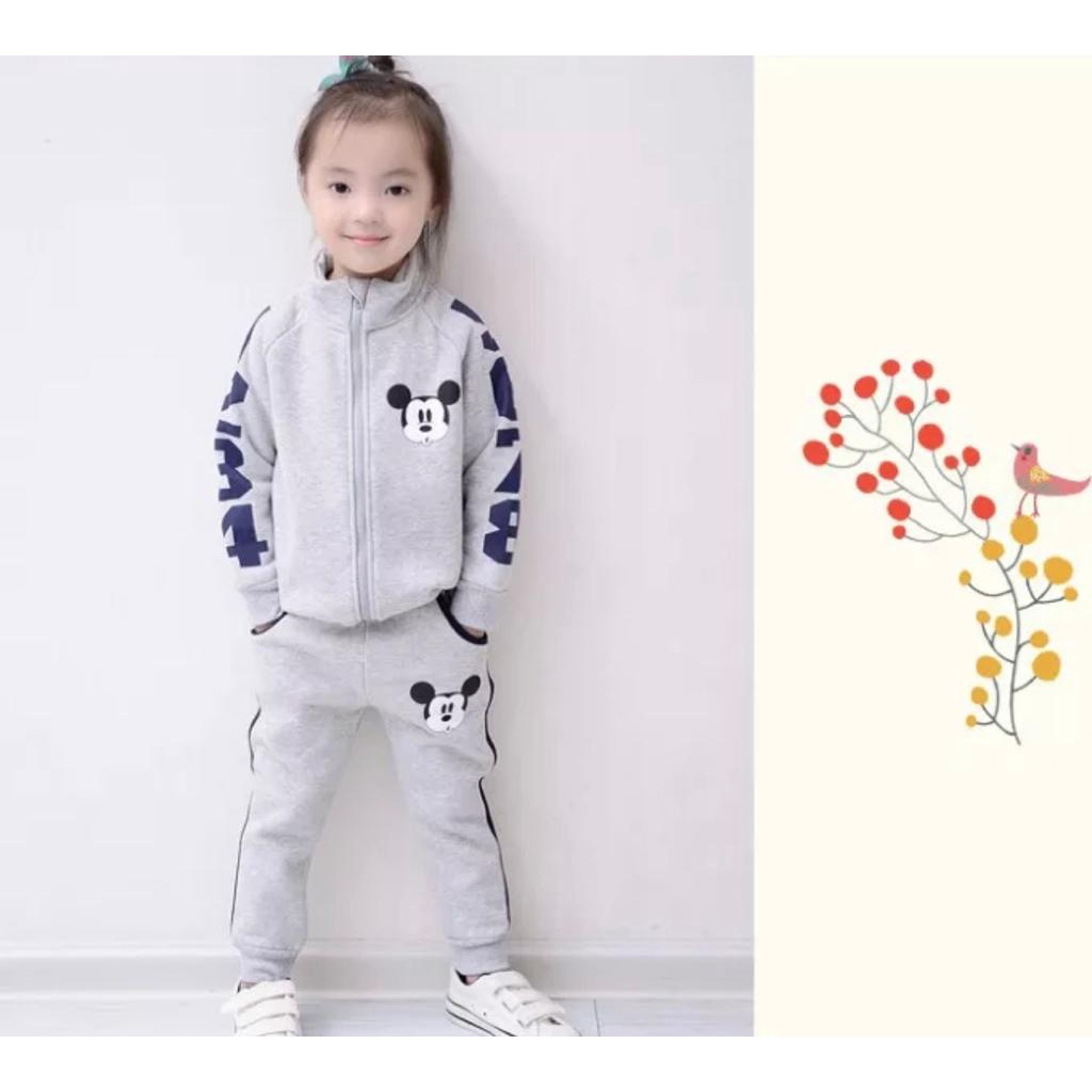 SETELAN JAKET SWEATER MINNNIE MOUSE 1-5 TAHUN SETELAN ANAK PEREMPUAN TERBARU 2021 BAJU ANAK TERBARU BAJU ANAK TER LARIS BISA PILIH WARNA-ABU