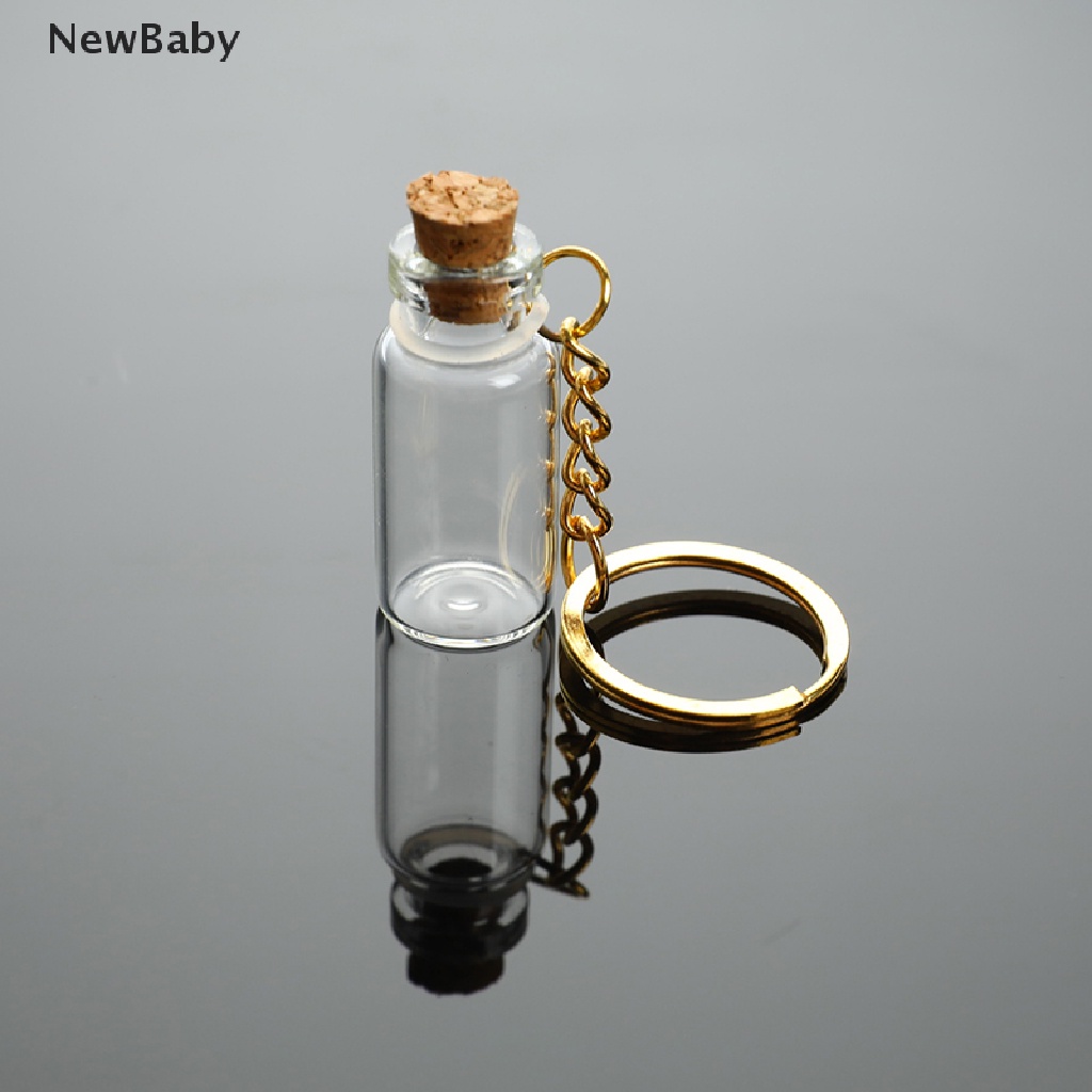 Newbaby 5pcs Liontin Botol Kaca Mini Dengan Tutup Gabus Untuk Parfum