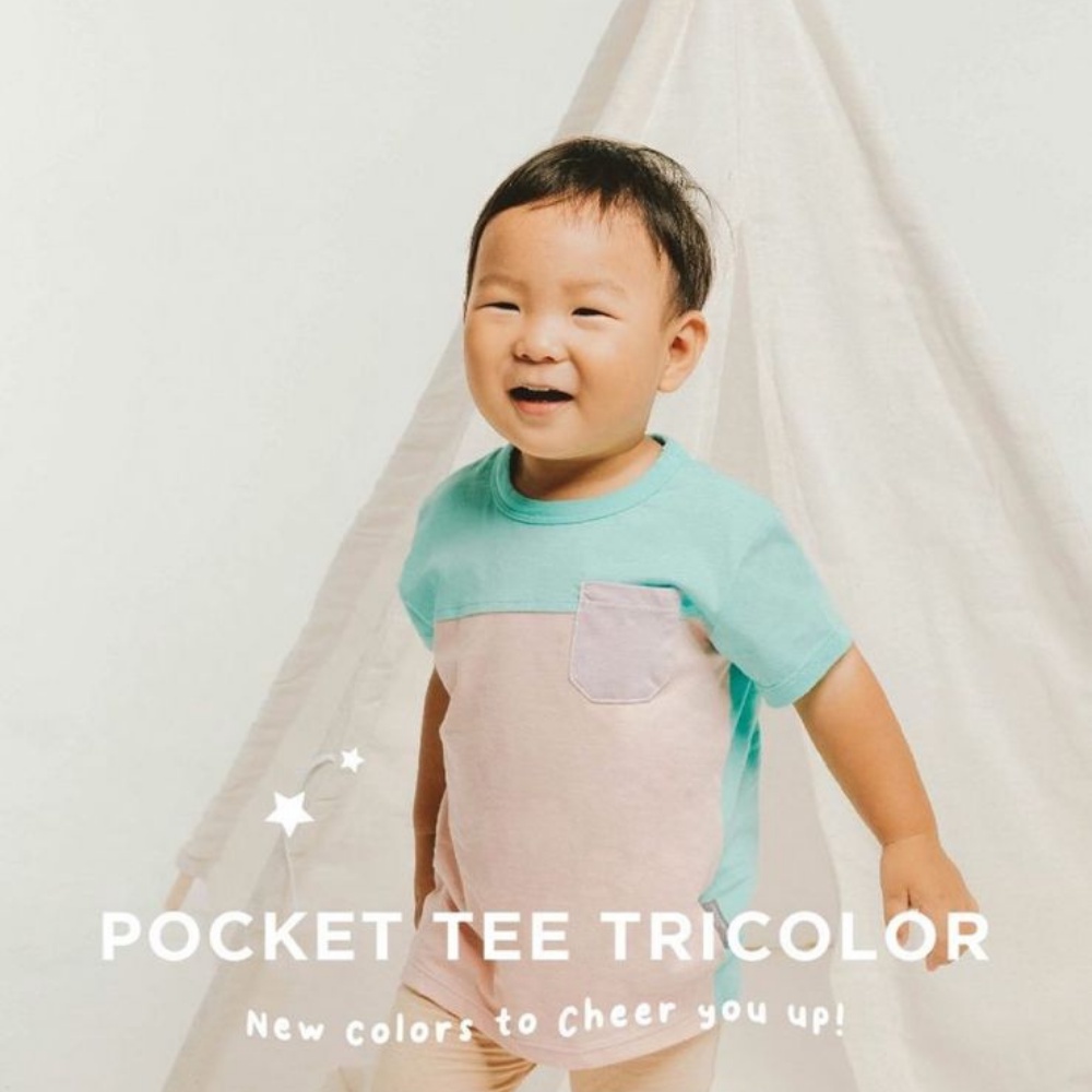 Little Palmerhaus Pocket Tee Tricolor - Kaos Bayi dan Anak Usia 1, 2, 3 Tahun