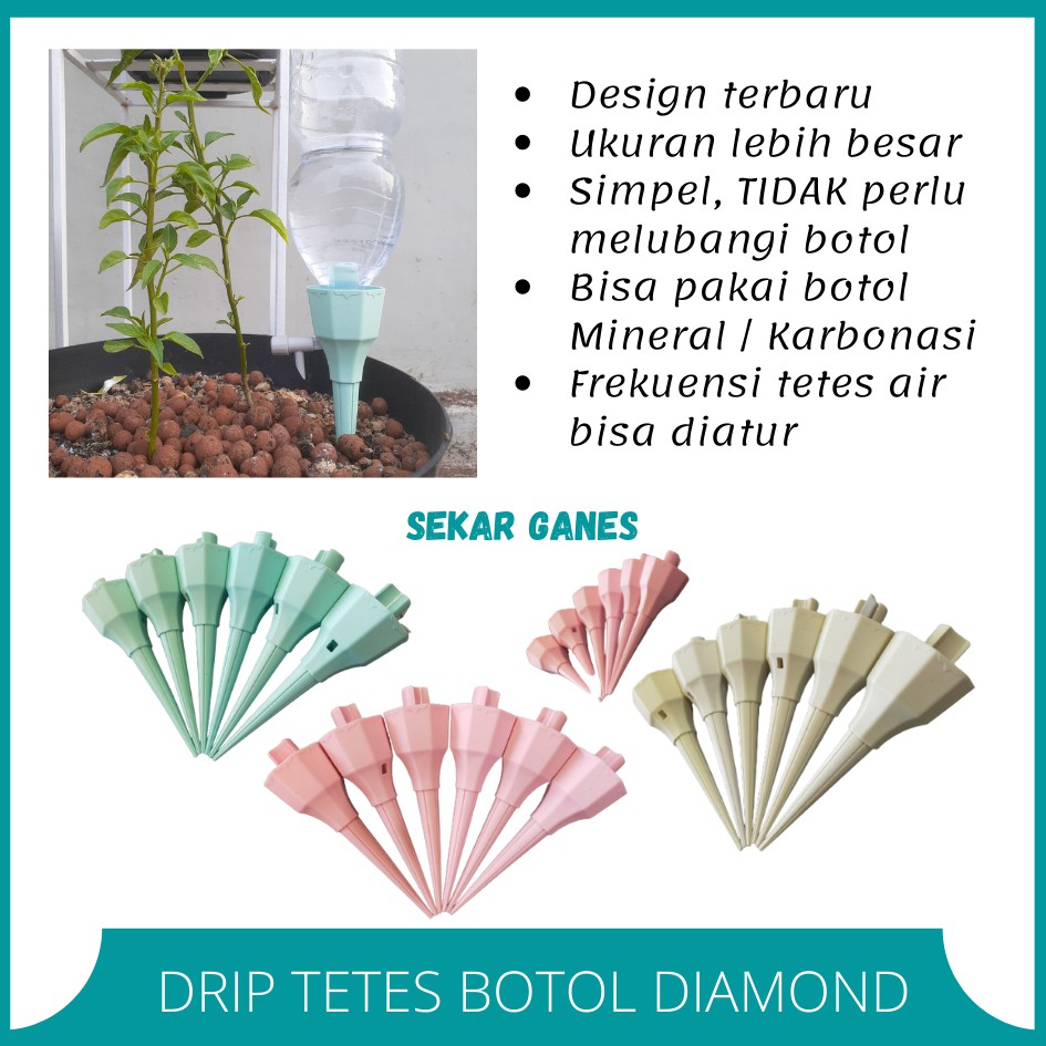 SEKAR LUSINAN 12 Pcs Drip Tetes Diamond Grosir Drip Tetes Air Irigasi Tutup Botol Penyiram Tanaman