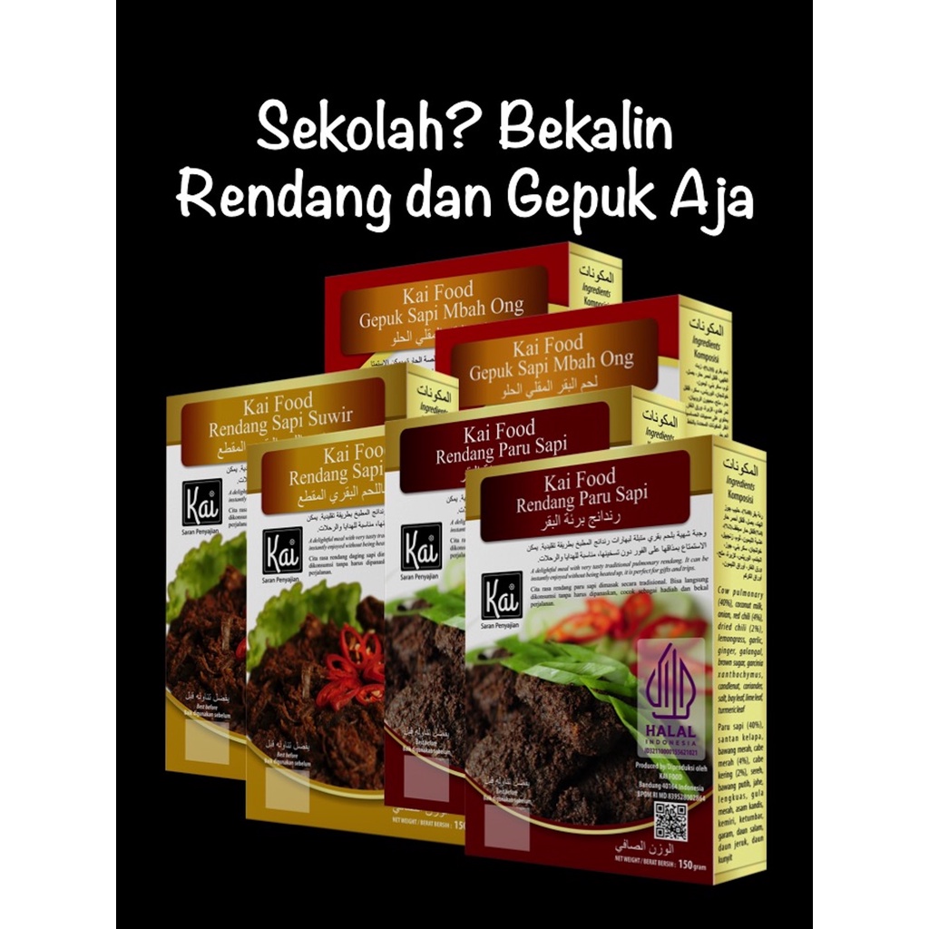 

Paket Hemat 2 RENDANG PARU SAPI 2 RENDANG SAPI SUWIR 2 GEPUK SAPI MBAH ONG Kai Food 900g