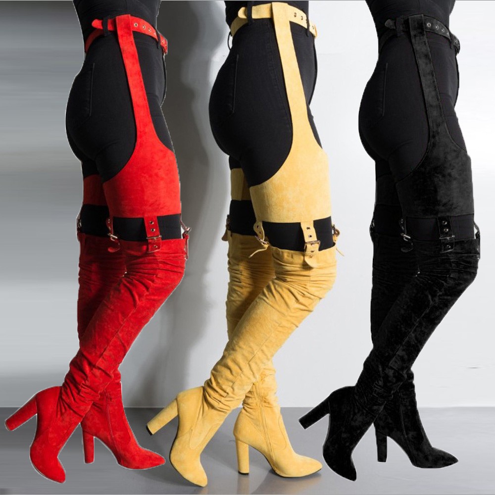 ladies thigh high leather boots