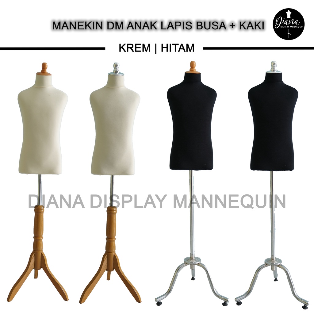 PATUNG MANEKIN DM DRESS MAKING ANAK LAPIS BUSA TEBAL SET DENGAN KAKI KAYU KAKI BESI