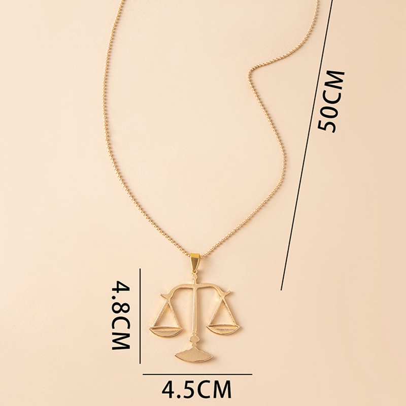 Fancyqube Kalung Liontin Skala Libra Hias Kristal Berlian Imitasi Warna Emas Gaya Hip Hop Punk Rock