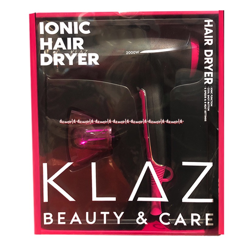 Klaz Hair Dryer Pink Black Pengering Rambut 8kontrol Temperatur Hair Drayer Klas Besar Salon Kokoh Klaz Beauty &amp; Cair Ionic