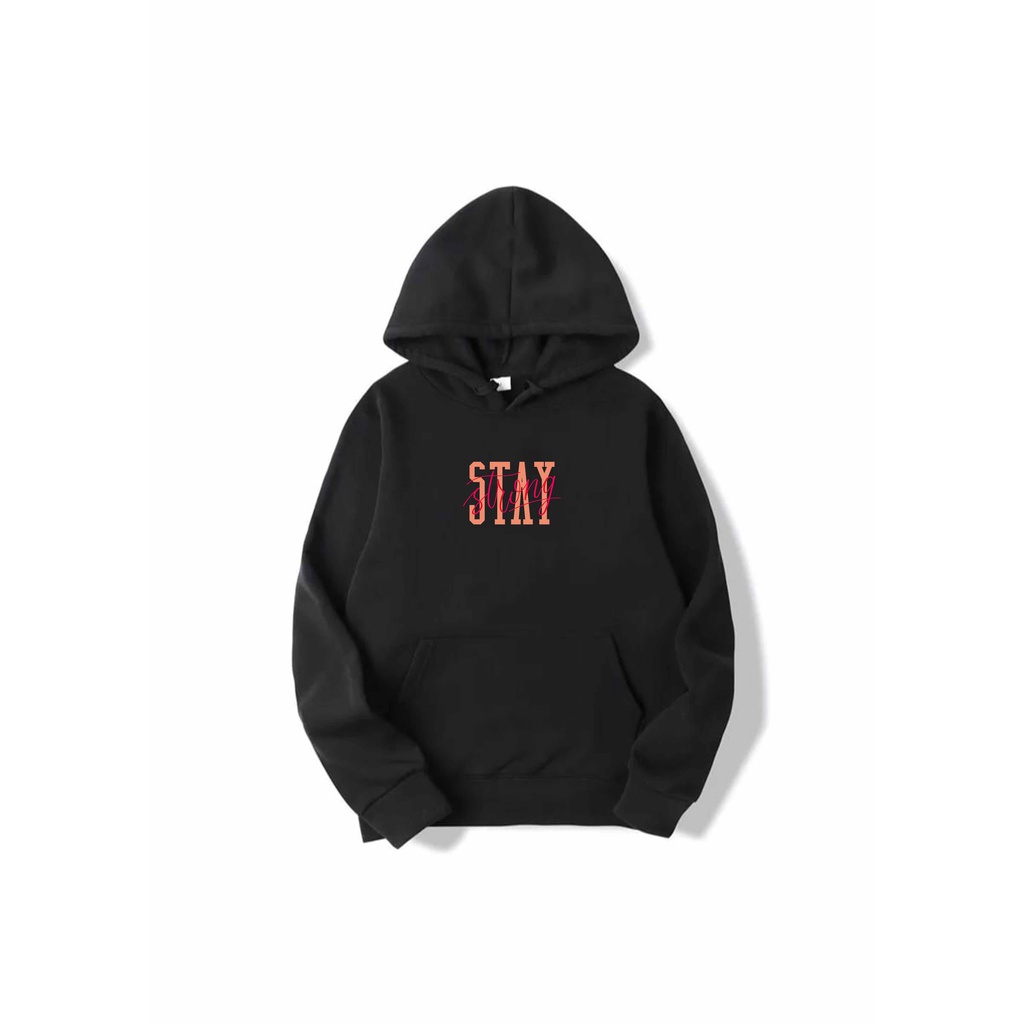 Stay Strong Sweater Wanita hoodie Wanita Fleece Size M - XXL-Hitam
