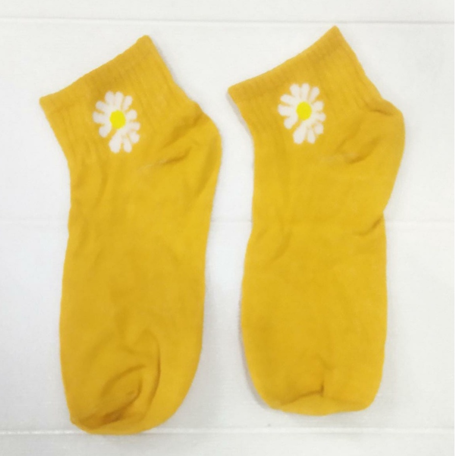 ✧YUKSHOPING✧ Kaos Kaki Ankle H185 Motif Bunga Daisy Gaya Korea Untuk Kaos Kaki Wanita Motif R456-KUNING