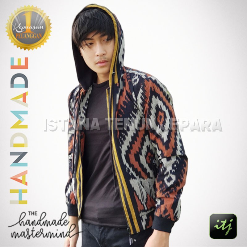 Jaket Hoodie Pria, Jaket Batik, Jaket Tenun Troso