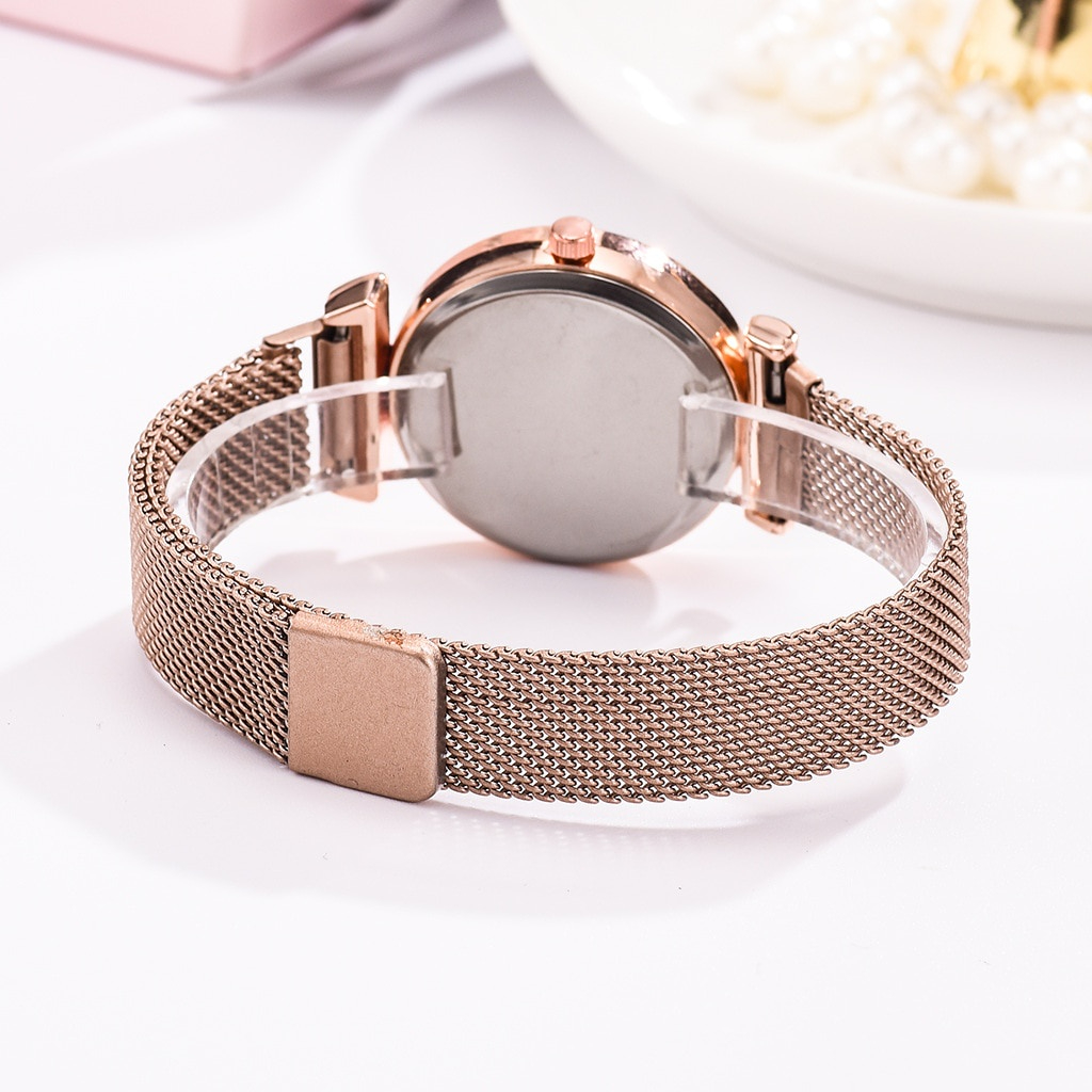 TADI Jam Tangan Wanita Bonus Gelang Premium Rantai Stainless Steel with Bracelet anti karat tahan lama 2022 Luxury Women Bracelet Quartz Watches For Women Magnetic Watch Set Ladies Dress Pink Dial Wrist Watch Clock Fashion Women Watches Luxury Leather