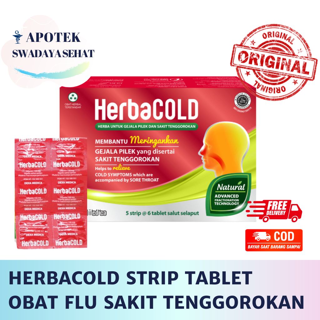 HERBACOLD 150MG Strip Tablet - Obat Pilek Flu Hidung Tersumbat Sakit Tenggorokan