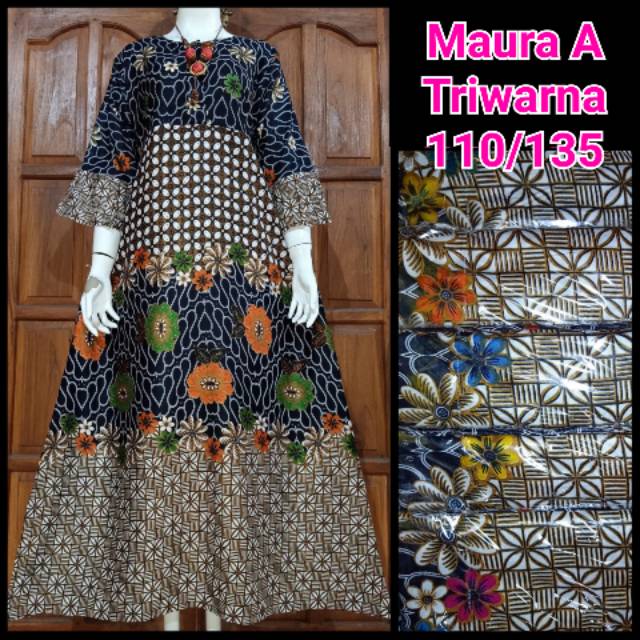 MAURA - motif batik triwarna daster kekinian lengan panjang 7/8 busui adem daster payung