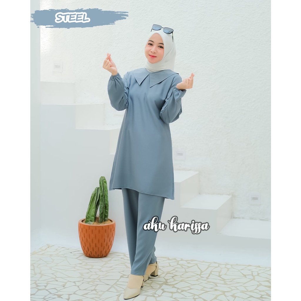 Novalisa Oneset/ Set Celana Aku Karissa Original/ Set Wanita Bahan Ity crepe