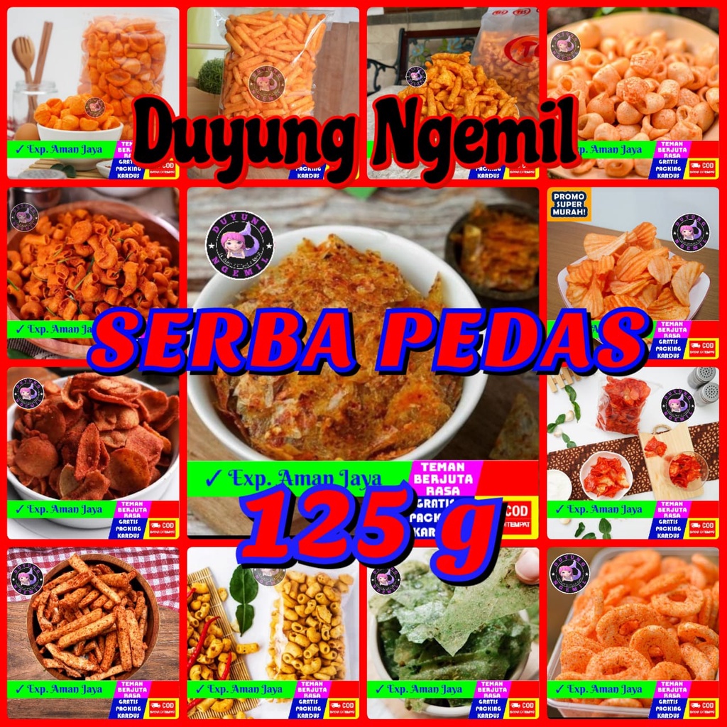 

[COD] Serba Pedas 125g | Aneka Makanan Super Pedas |Duyung Ngemil - makanan ringan snack kiloan jajanan jadul camilan enak Jajanan sehat cemilan murah