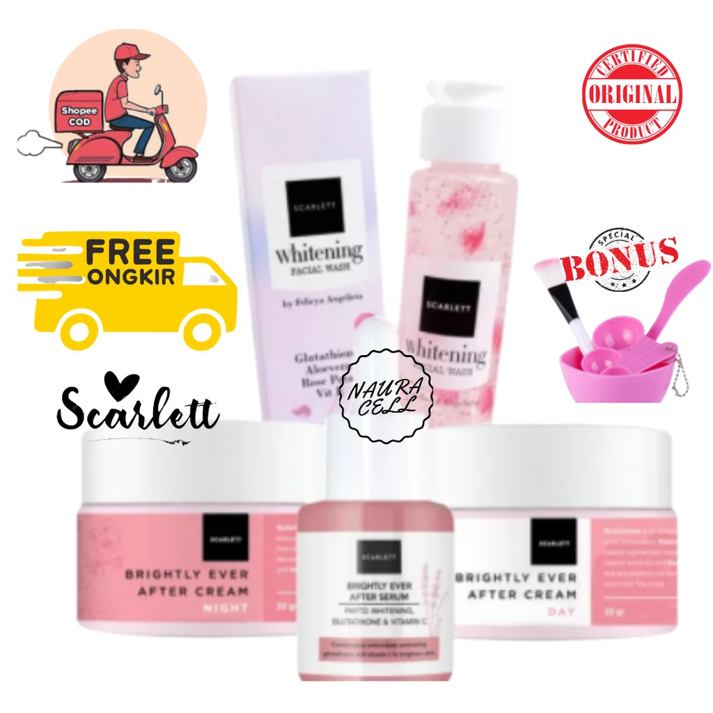 Paket Scarlett Whitening Brightly Ever 1 Paket Lengkap Komplit by FelicyaAngelista + Mangkok Masker
