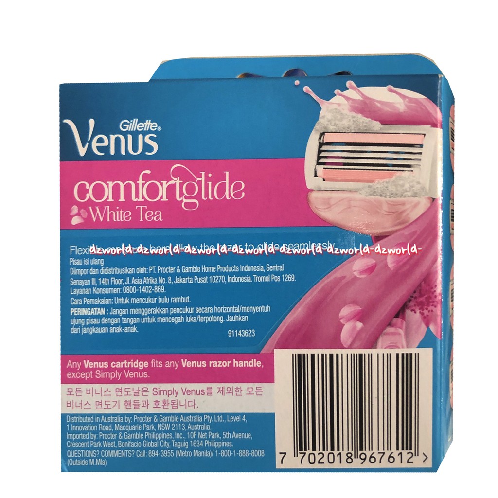 Gillete Venus Comfortglide White Tea Refill 4pcs Shaving Women Gilete Gillete Isi Ulang Pisau Cukur Wanita Cewek Perempuan