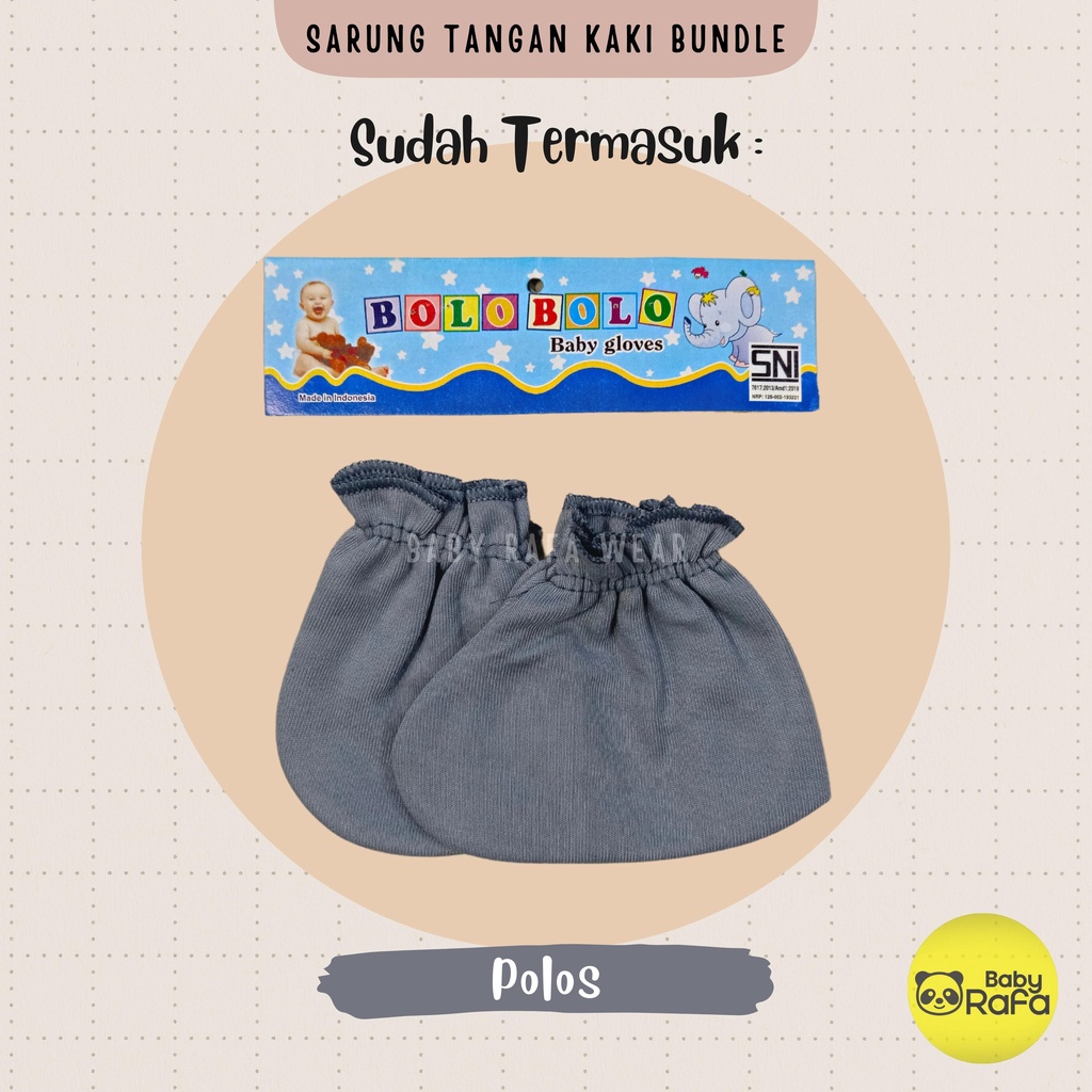 Serian Abu - 3 pcs/set Sarung Tangan dan Kaos Kaki Bayi Grey Series Merk SNI Bolo Bolo