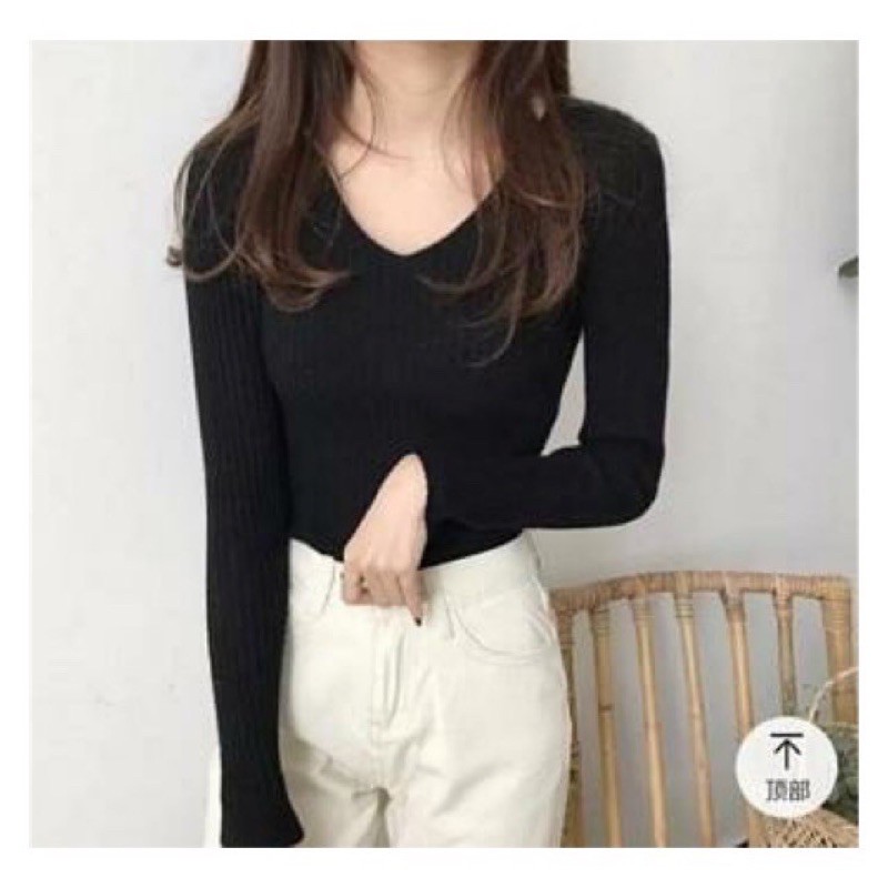 Sweater Rajut Wanita kerah V neck lengan panjang VICTORIA Knit Premium Tebal