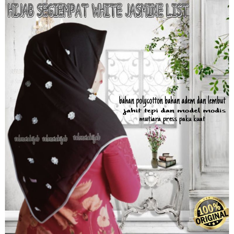 Jilbab Kerudung Hijab Segiempat White Jasmine Lis