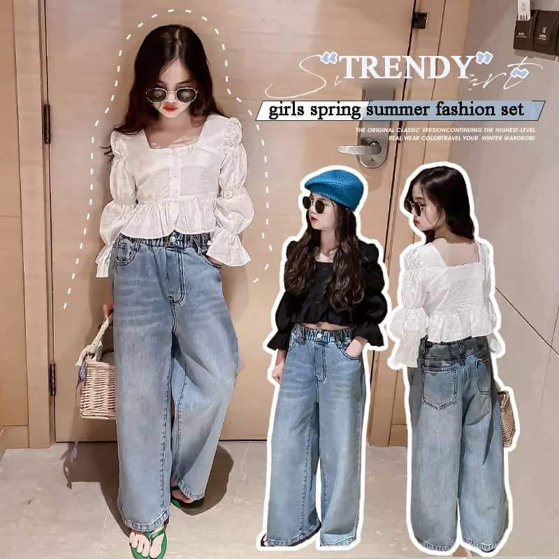 Setelan Anak Perempuan Kulot Jeans Super Fashionable