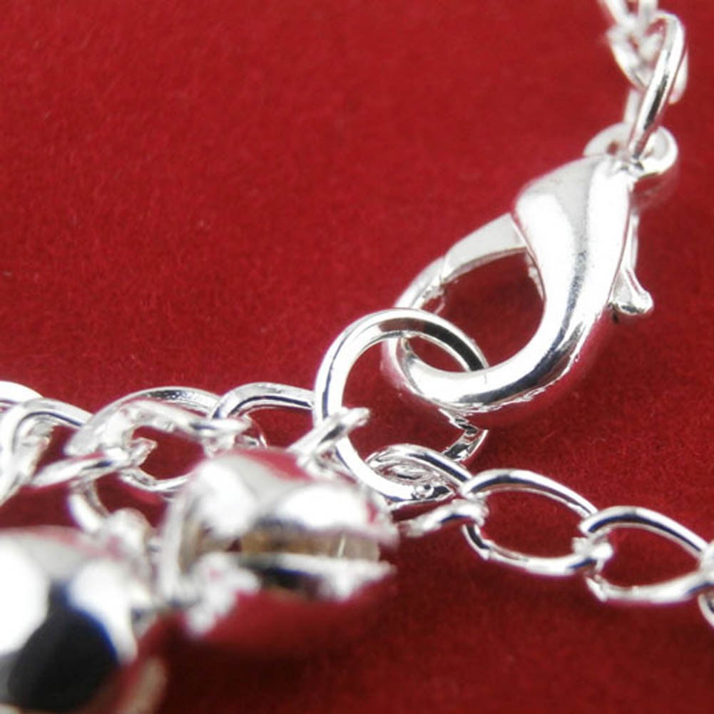 Gelang Warna Silver Desain Bola Bunga+Bel/Lonceng untuk Wanita