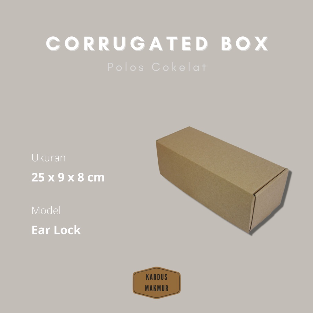 

size 25x9x8cm , Box Earlock corrugated eflute premium diecut kokoh untuk packaging, kado, hadiah
