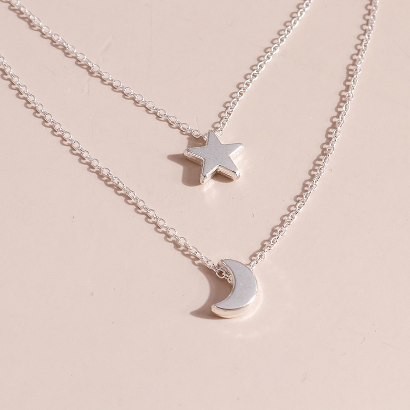 Korean fashion all-match star and moon pendant short clavicle chain 210807