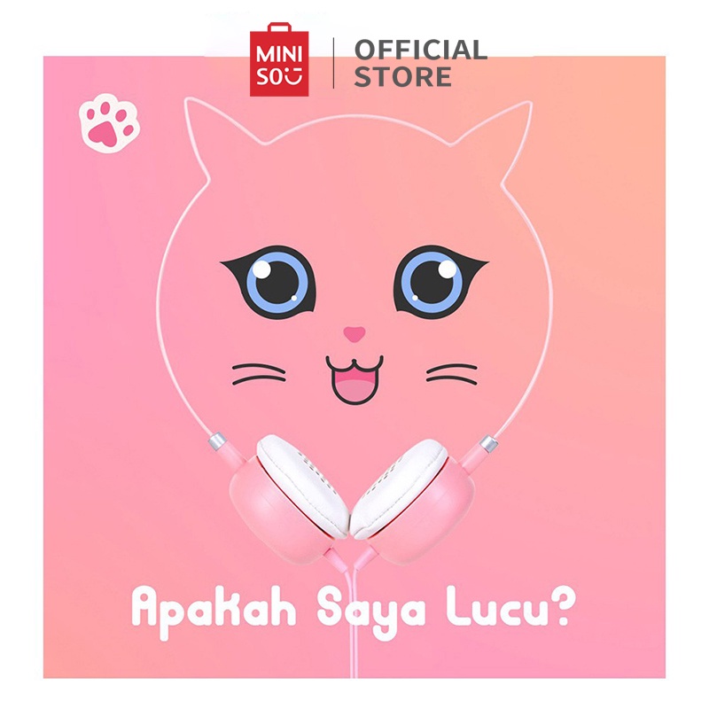 MINISO Headset Headphone Earphone On Ear Kabel Telinga Kucing Cat Ears
