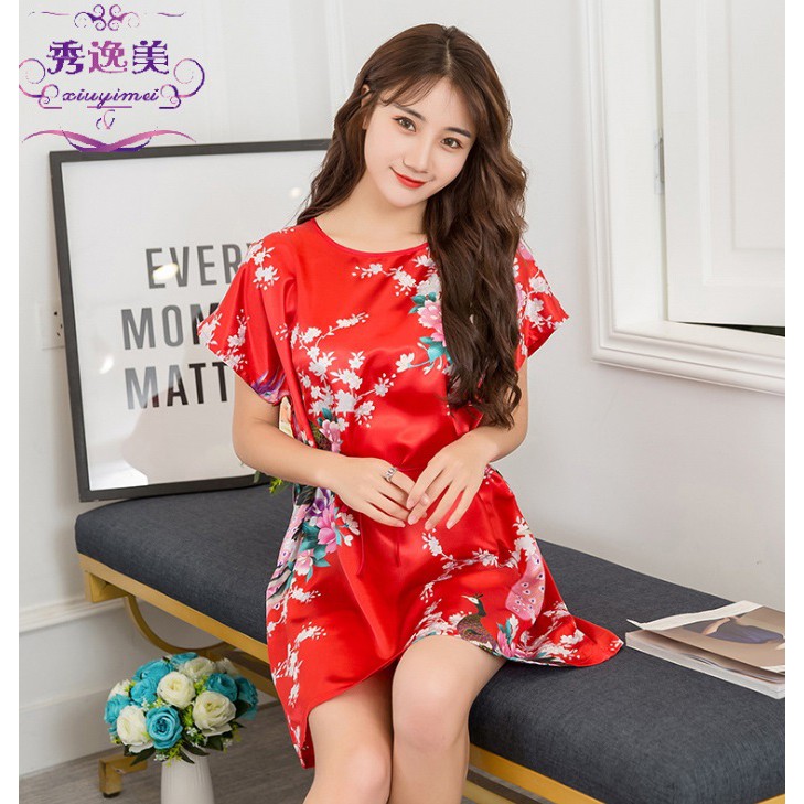 Baju Tidur Daster Satin Korea Fashion MERAK Wanita Peacock Babydoll Fashion Silk Sleepwear