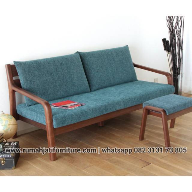 Sofa Retro Santai 2 Seater Sofa Retro minimalis Kayu Jati Sofa Retro Rangka Kayu Jati