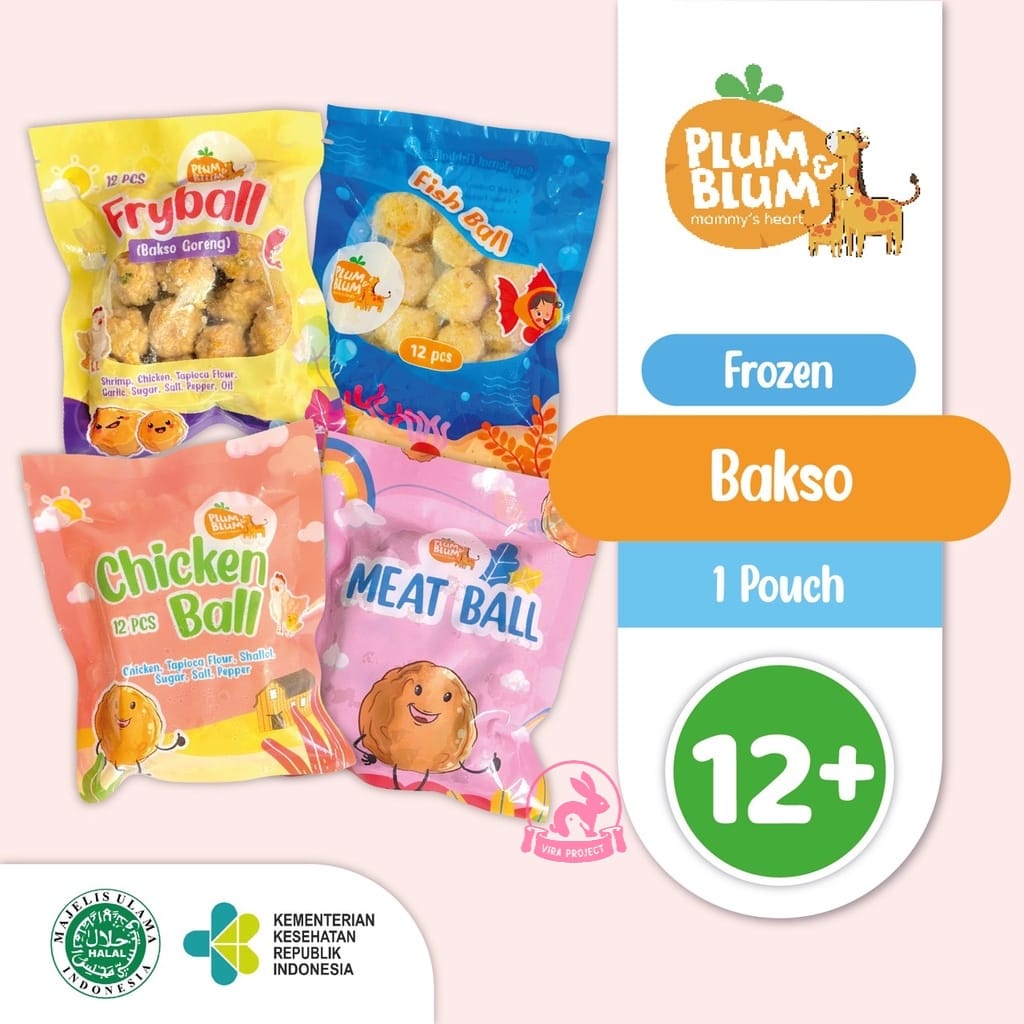 PLUM&amp;BLUM FROZEN CHICKEN BALL / MEAT BALL / FRYBALL - BAKSO AYAM / BAKSO SAPI / BAKSO GORENG AYAM UDANG NO MSG 12PCS