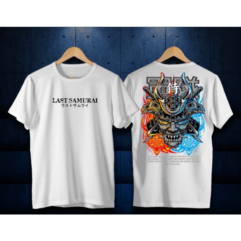 T-SHIRT BAJU KAOS DISTRO PRIA LAST SAMURAI PUTIH HITAM