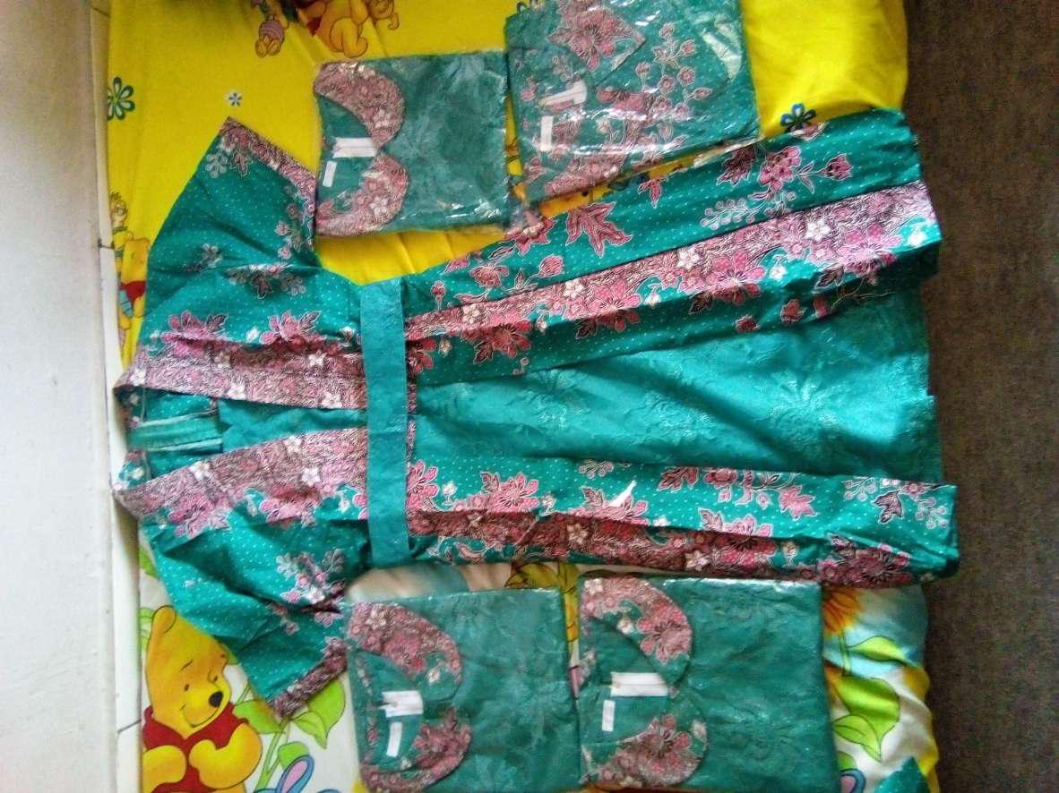 Qnunbatik Sarimbit/couple Batik Dress/terusan Kd Melati Dasar Warna Toska