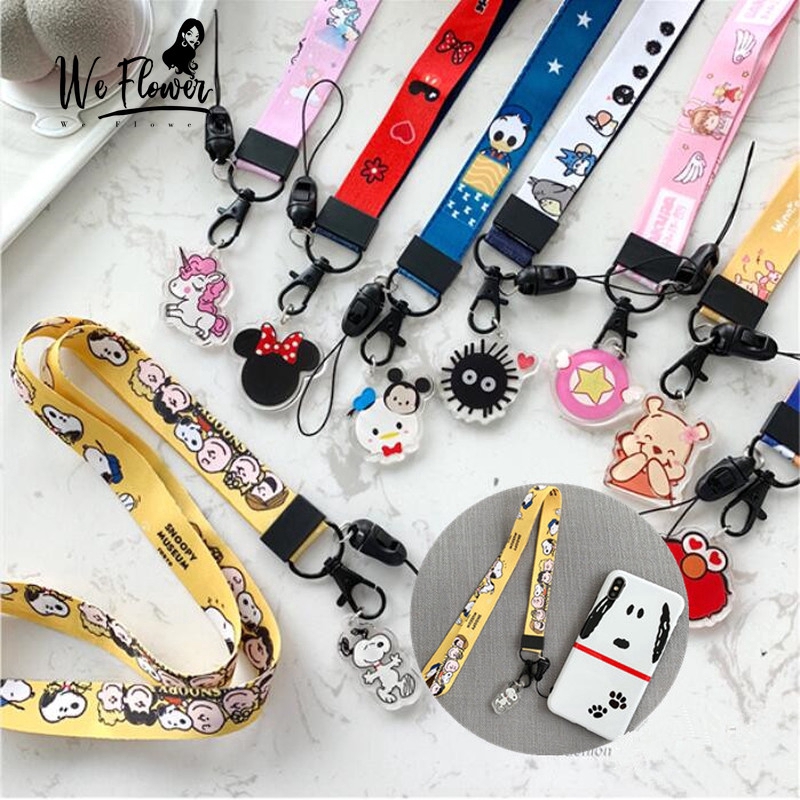 We Flower Snoopy Hello Kitty Mobile Phone Lanyard Handphone Keychain Cartoon Pikachu Pendant